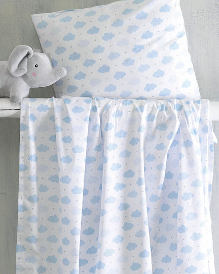 Rythmos Kinderbettlaken Set Baumwollene Cloudy Blue 160x260cm 3 Stück