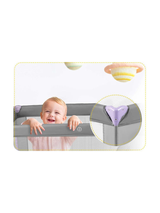 Ricokids RK-240 Playpen with Mattress Grey-Lavender 125x65cm