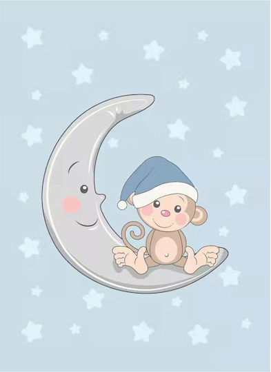 Mother Baby Κουβέρτα Αγκαλιάς & Λίκνου Goodnight my Little Monkey 80x110εκ.