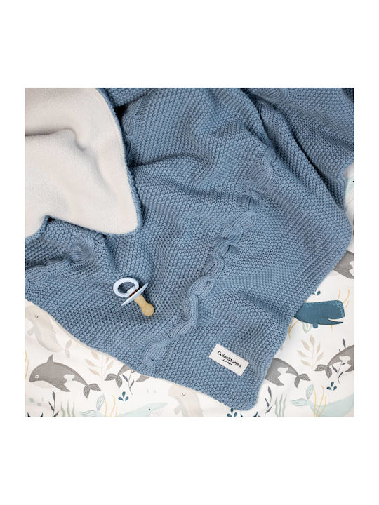 Color Stories Κουβέρτα Αγκαλιάς & Λίκνου Πλεκτή Fleece Μπλε 70x90εκ.