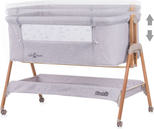 Chipolino Люлка Sweet Dreams с Матрак, Странично Отваряне и Колела Grey - Wood