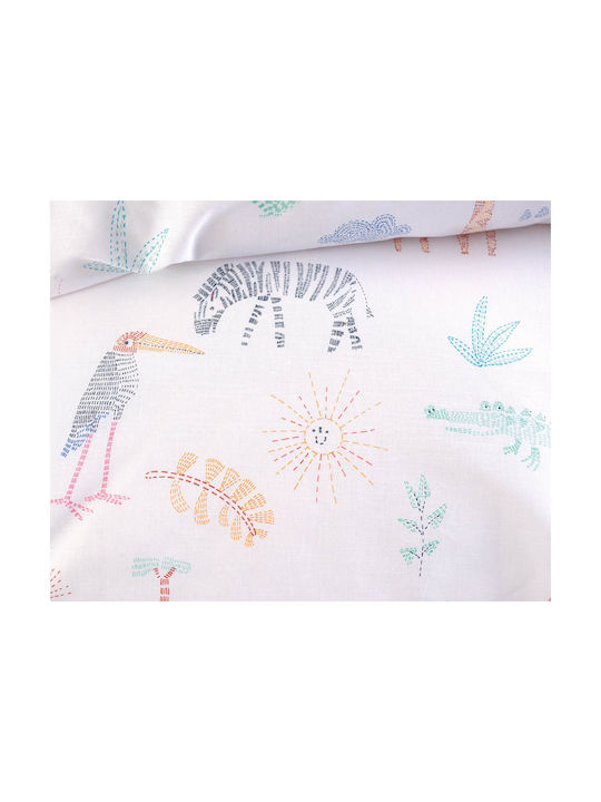 Rythmos Zoomies Kids Duvet Cover Set Single with Pillowcase Cotton White 160x250cm