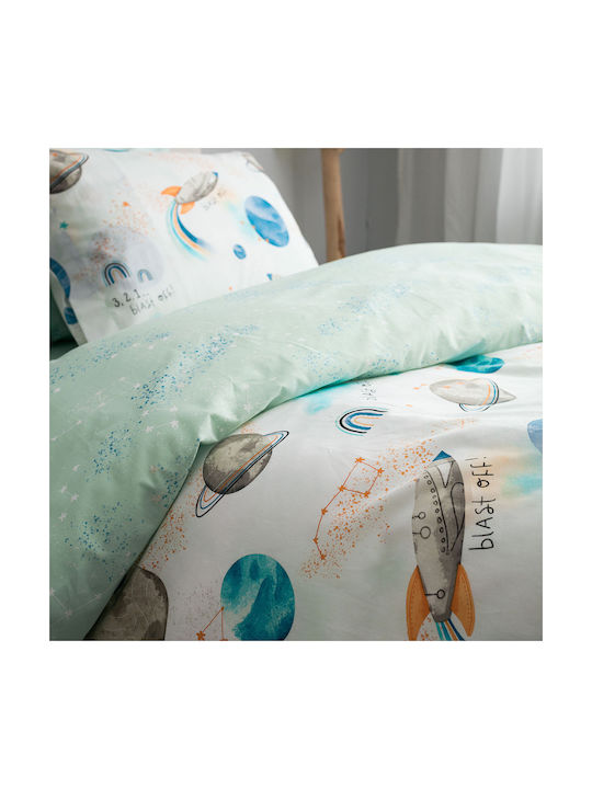 Vesta Home Space Σετ Παιδική Παπλωματοθήκη Μονή με Μαξιλαροθήκη Βαμβακερή Πολύχρωμη 170x240εκ.