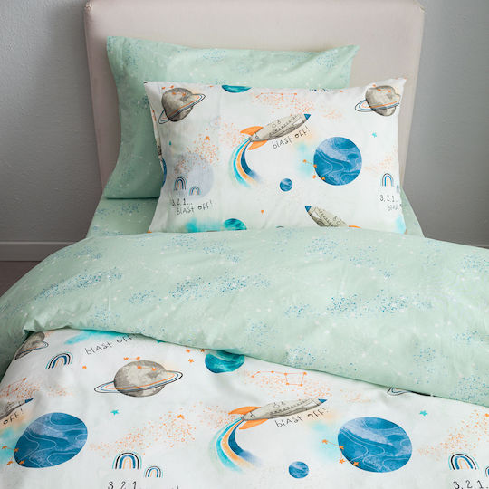 Vesta Home Space Set Kids Duvet Cover Single with Pillowcase Cotton Multicolored 170x240cm