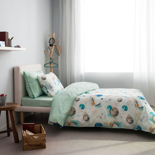 Vesta Home Space Set Kids Duvet Cover Single with Pillowcase Cotton Multicolored 170x240cm