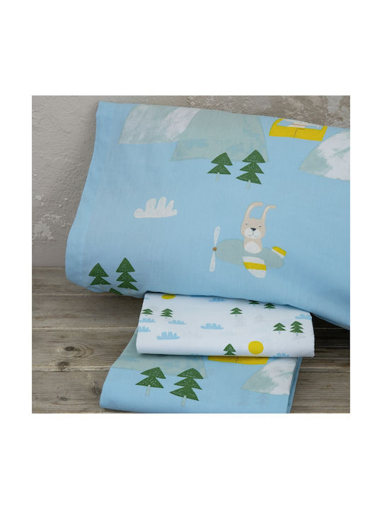 Nima Schluffy Set Kids Duvet Cover Single with Pillowcase Cotton Light Blue 160x240cm 30942