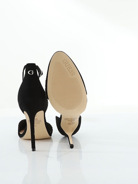 Pointed Toe Black Heels with Strap