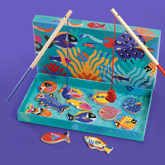 Djeco Wooden Fishing Game Fishing Graphic For 2+ Years (Various Designs) 1pc