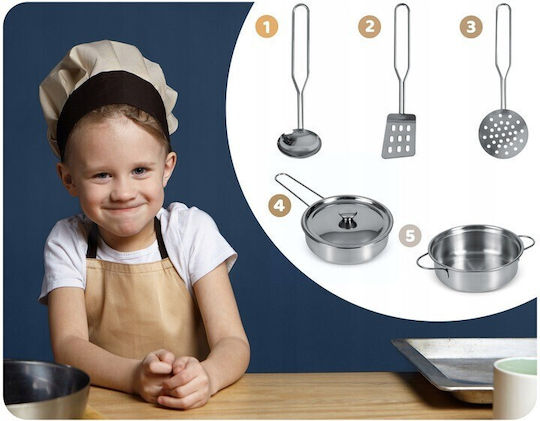 Ricokids Детска кухня с дъска и аксесоари за готвене от дърво