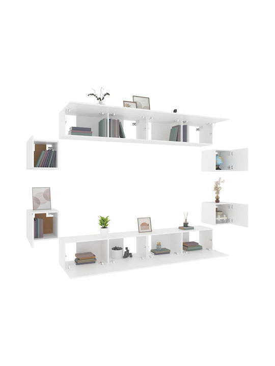 Wohnzimmer TV-Einheit Λευκό 8τμχ L100xB30xH30cm