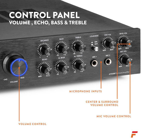 Fenton Ενισχυτής Karaoke AV550BT 103.230 Μαύρος
