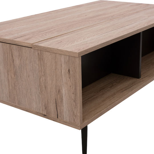 Rechteckiges Zentral Kaffeetisch Holz mit Hebemechanismus Beiges M100xT100xH39cm Freebox