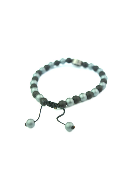 Men's bracelet with grey beads