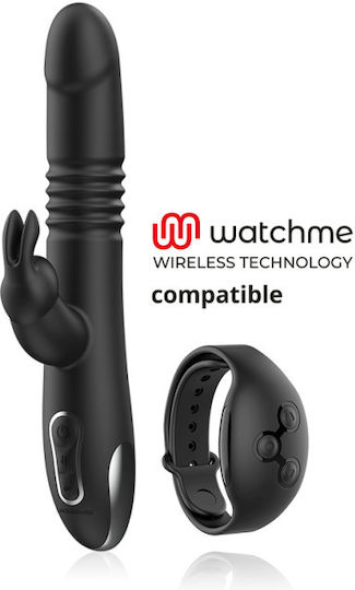 Dream Love Black & Silver Kenji Δονητής Rabbit με Απομακρυσμένο Έλεγχο Stimulating Vibe 24.5cm Black