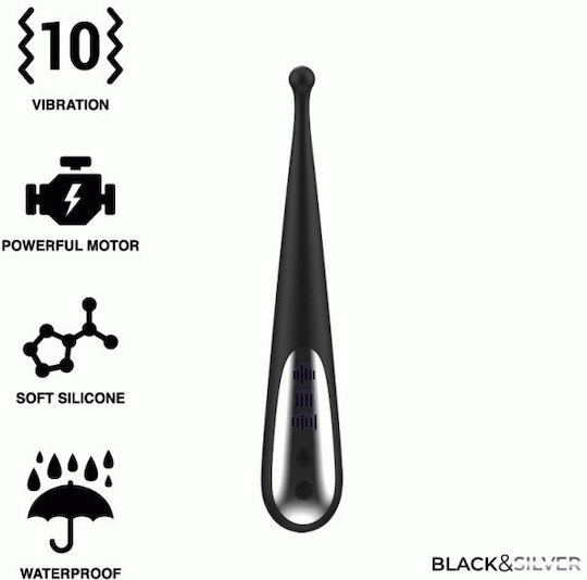 Dream Love Black & Silver Kenneth Clitoral Vibrator Stimulating Vibe 19cm Black