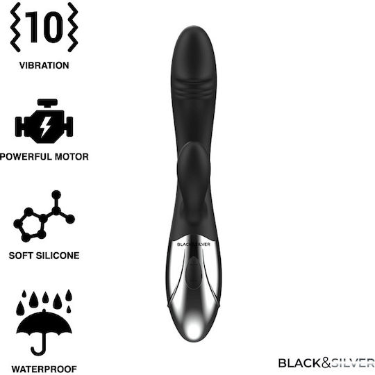 Dream Love Black & Silver Kaleb Δονητής Rabbit Stimulating Vibe 20cm Μαύρος