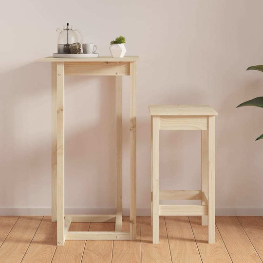 Square Bar Table Made of Solid Pine Wood 60x60x110cm