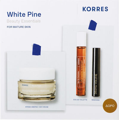 Korres White Pine Hautpflegeset für Anti-Aging & Festigung mit Wimperntusche & Gesichtscreme 64ml