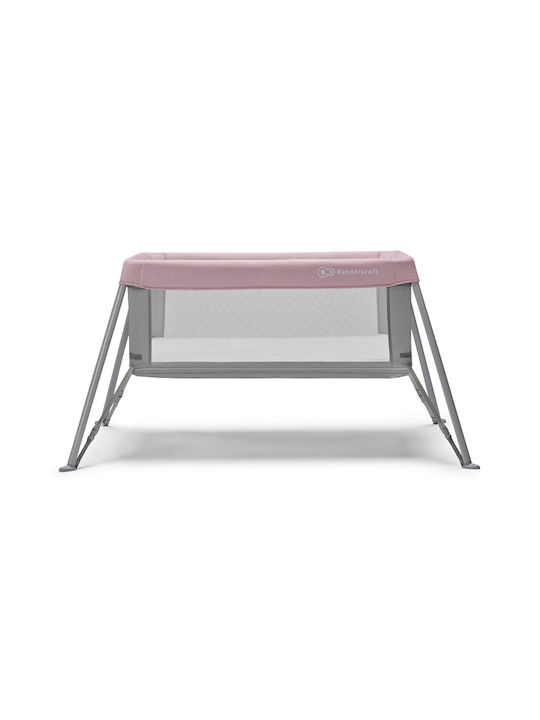 Kinderkraft Movi Παρκοκρέβατο 2 Επιπέδων με Στρώμα Grey-Pink 93.5x55.5cm