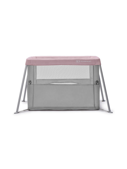 Kinderkraft Movi Playpen 2 Levels with Mattress Grey-Pink 93.5x55.5cm