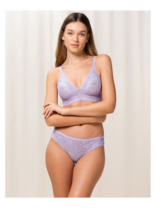 Amourette Charm Triangle Triangle Bra without Padding without Underwire Purple