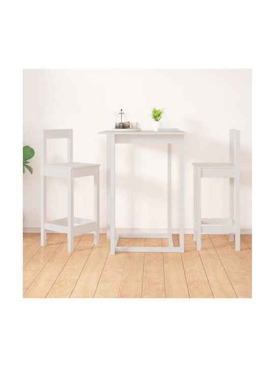 Stool Bar Wooden White 2pcs 40x41.5x112cm