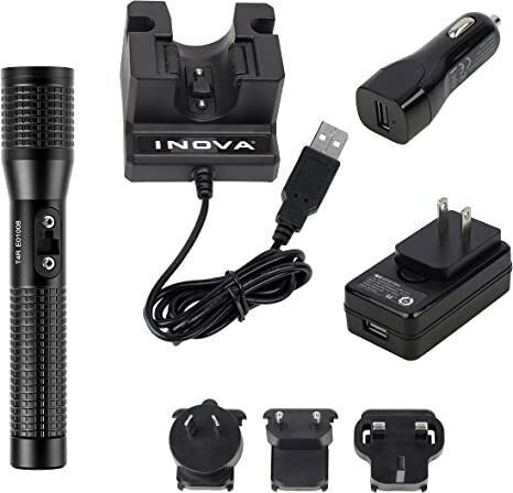 Niteize Rechargeable Flashlight LED IPX4 with Maximum Brightness 1300lm Inova T4R Rech CR123 Black
