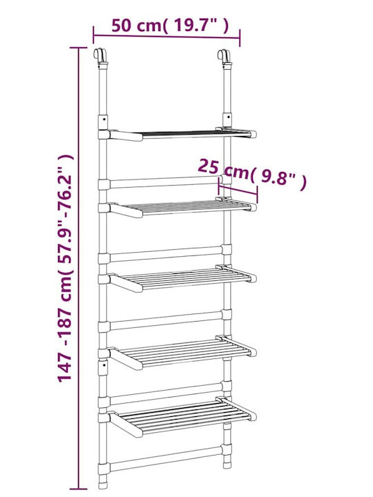 vidaXL Aluminum Folding Hanging Clothes Drying Rack 50x25cm