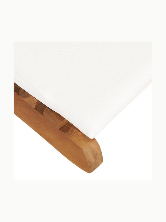 Ξαπλώστρα Ξύλινη με Μαξιλάρι Λευκή 2τμχ 175x50x55εκ.
