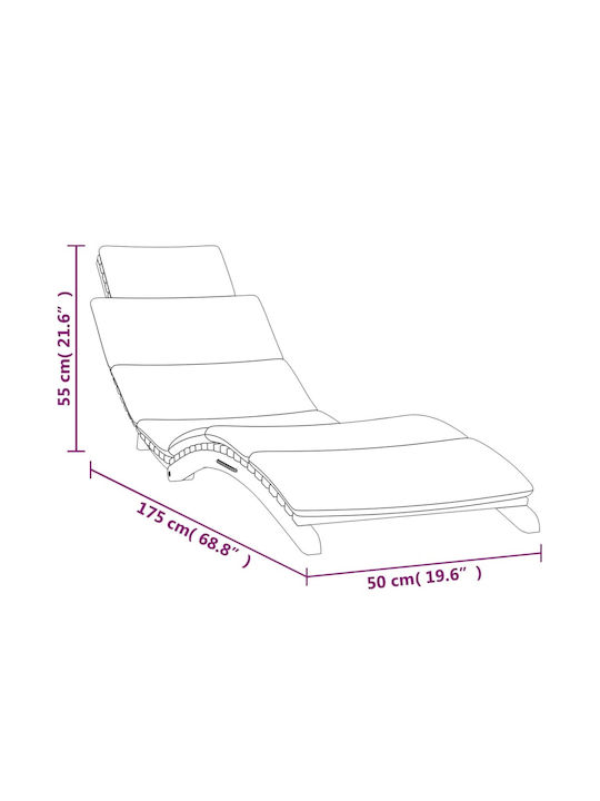 Ξαπλώστρα Ξύλινη με Μαξιλάρι Λευκή 2τμχ 175x50x55εκ.