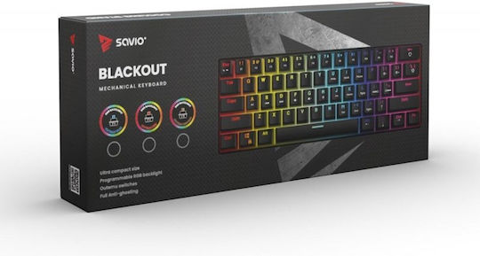 Savio Whiteout Gaming Mechanical Keyboard 60% with Outemu Blue switches and RGB lighting (English US) White