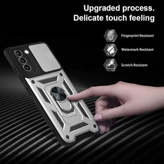 Bodycell Armor Slide Umschlag Rückseite Kunststoff Silber (Galaxy S21 FE 5G)