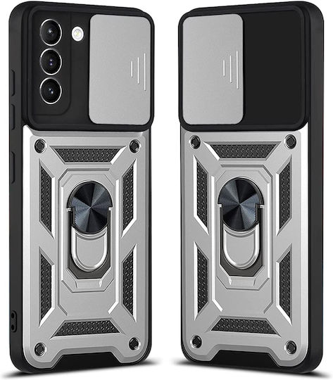 Bodycell Armor Slide Umschlag Rückseite Kunststoff Silber (Galaxy S21 FE 5G)