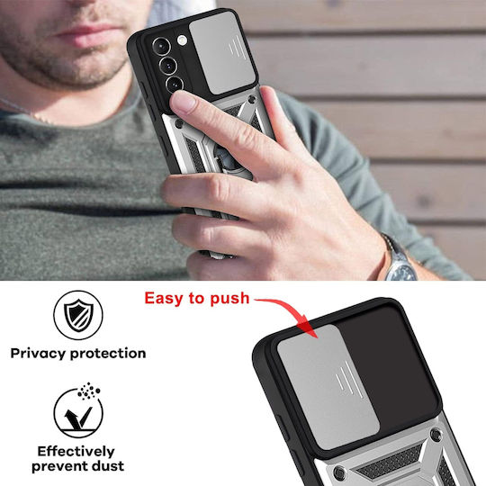 Bodycell Armor Slide Umschlag Rückseite Kunststoff Silber (Galaxy S21 FE 5G)