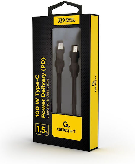 Gembird USB 2.0 Cable USB-C male - USB-C 100W PD Μαύρο 1.5m CC-USB2-CMCM100-1.5M