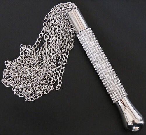 Naughty Toys Peitsche Fetisch Metallic Peitsche mit Ketten & Diamanten 44cm
