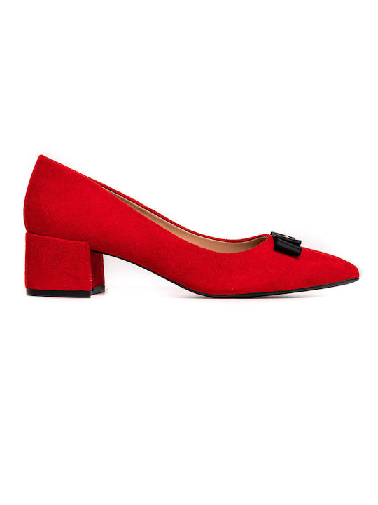 Red suede leather boot with black bow POLITIS