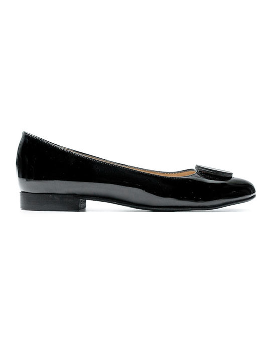 Black patent leather patent leather ballet flats with special decorative POLITIS