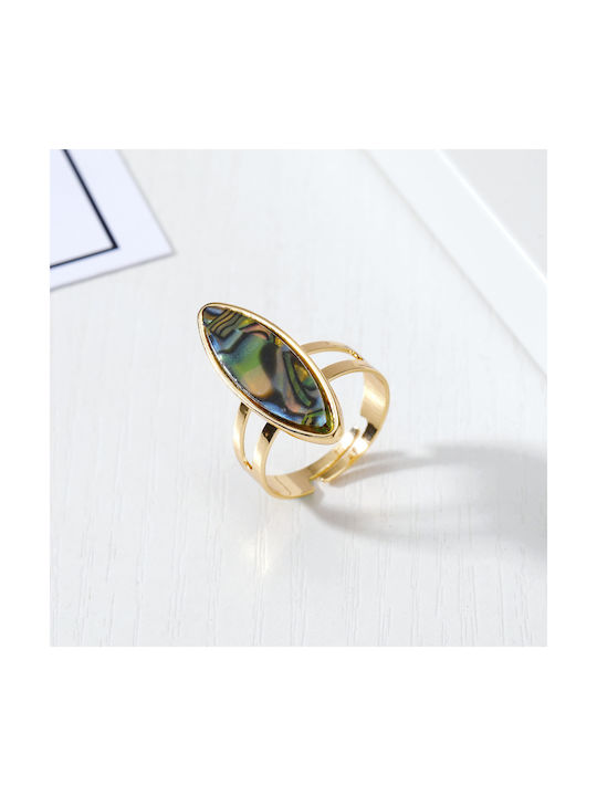 Women's agate ring, made of brass alloy