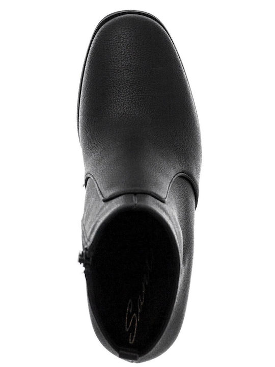Leather Women's Ankle Boots with High Heel Black