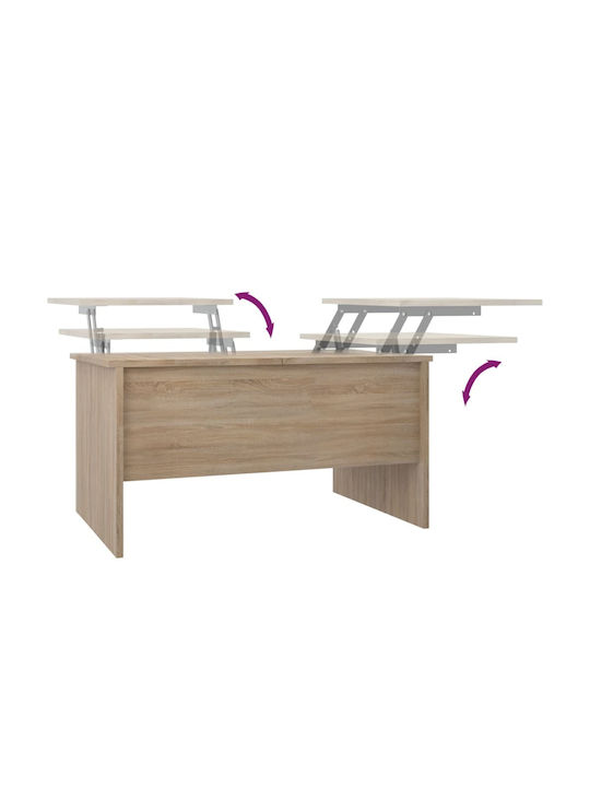 Rectangular Central Wooden Coffee Table with Lifting Mechanism Beige W80xD50xH42.5cm