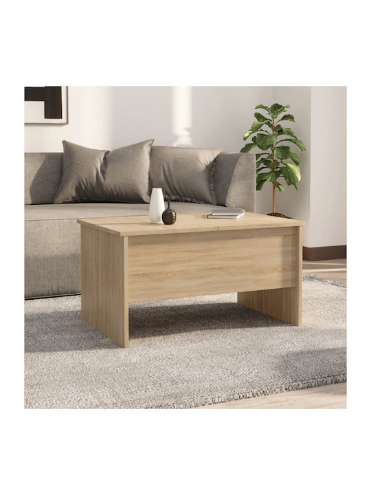 Rectangular Central Wooden Coffee Table with Lifting Mechanism Beige W80xD50xH42.5cm