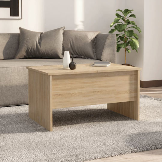 Rechteckiges Zentral Kaffeetisch Holz mit Hebemechanismus Beige M80xB50xH42,5cm