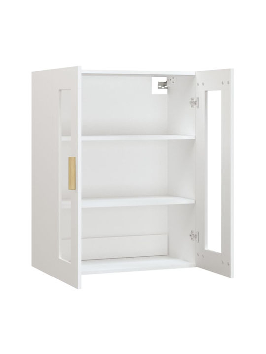 Wall Living Room Display Cabinet made of Particleboard with Glass White 69.5x34x90cm