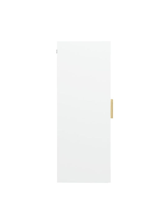 Wall Living Room Display Cabinet made of Particleboard with Glass White 69.5x34x90cm