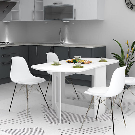 Winslet Table Dining Room Extendable Collapsible Wooden White 117(+80)x80x76cm