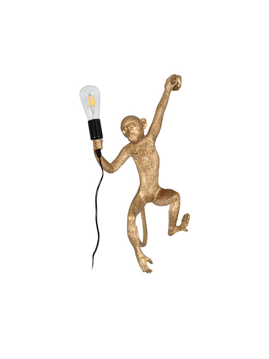 GloboStar Apes Modern Wall Lamp With Plug E27 Lamp Bulb Base Gold 34x61x61cm