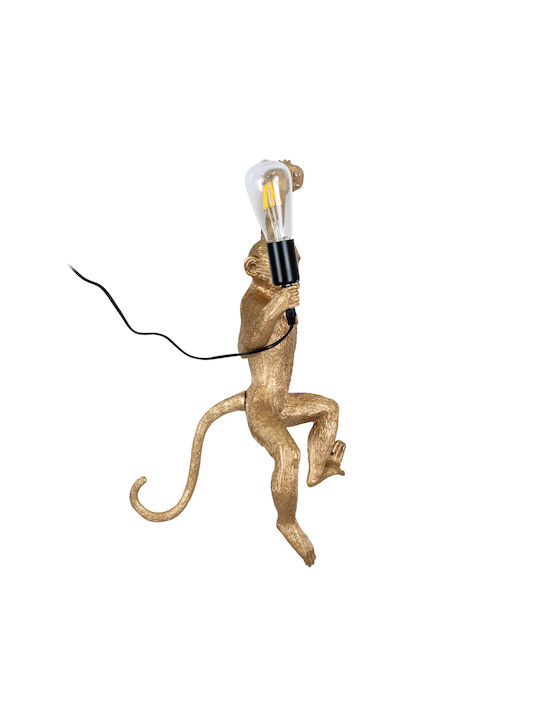 GloboStar Apes Modern Wall Lamp With Plug E27 Lamp Bulb Base Gold 34x61x61cm