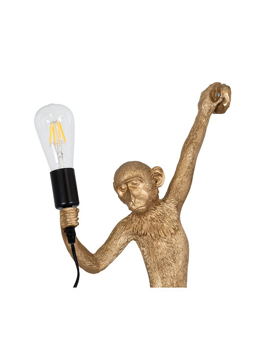 GloboStar Apes Modern Wall Lamp With Plug E27 Lamp Bulb Base Gold 34x61x61cm
