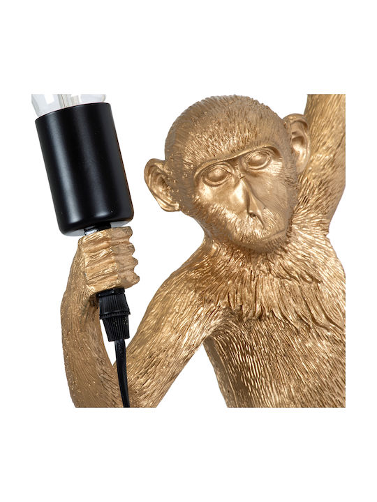 GloboStar Apes Modern Wall Lamp With Plug E27 Lamp Bulb Base Gold 34x61x61cm